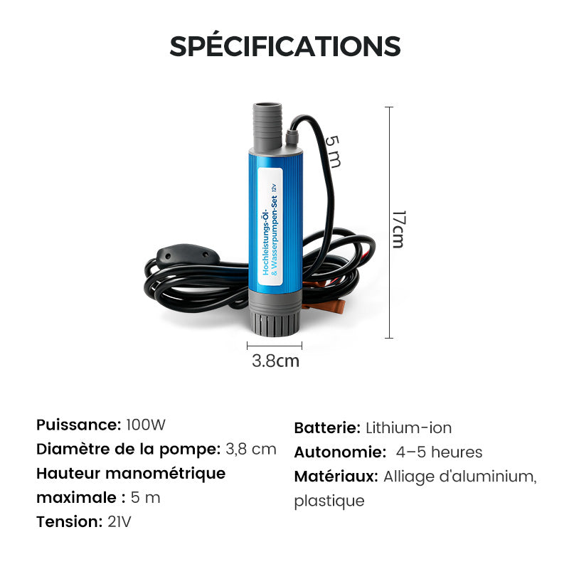🔈🔈51 % DE RÉDUCTION ! 🔋✨ Ensemble Pompe à Huile et Eau Haute Puissance – Performances Élevées, Portable & Multifonctionnelle 💪
