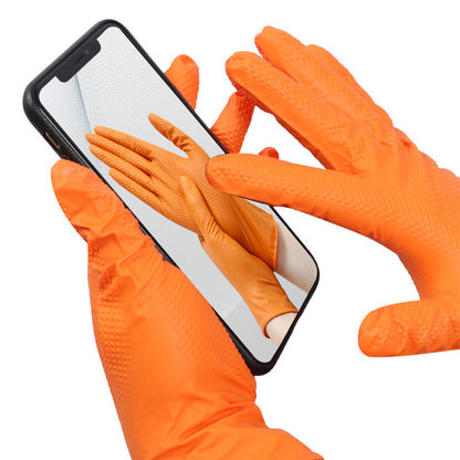 (50 paires)🔥🔥Gants jetables en nitrile avec renfort à motif losange, gants de protection industriels