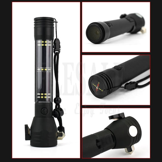 Lampe de poche tactique multifonction à énergie solaire 10 en 1