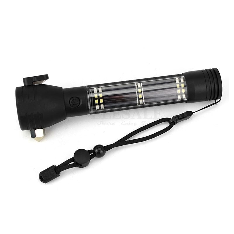 Lampe de poche tactique multifonction à énergie solaire 10 en 1